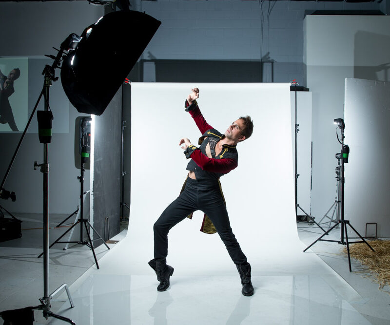 Team-building photography workshop in Sydney studio with professional lighting setup